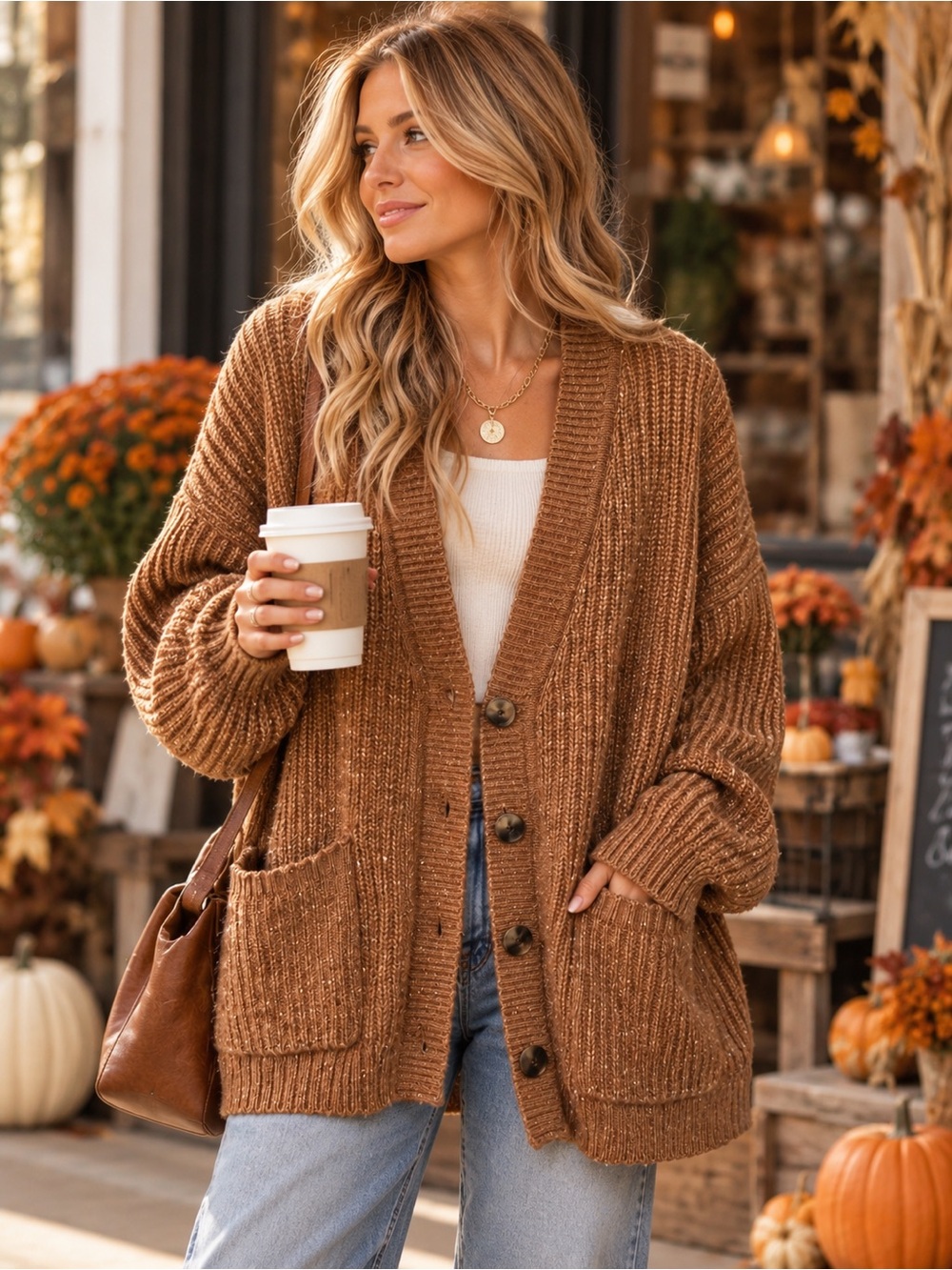 Frank And Oak Oversized Merino Wool Alpaca Cardigan Large Brown Cozy